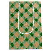 Grüne karierte Geschenktasche Mittlere Geschenktüte (Rückseite)