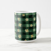Grüne Karierte Goldene Kleeblätter St. Patricks Ta Kaffeetasse (VorderseiteRechts)