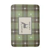 Grüne Karierte Hirschhütte Badematte (Vorderseite Vertikal)