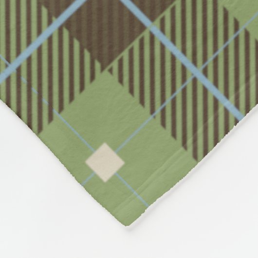 Grüne Karierte Hirschhütte Fleecedecke (Ecke)