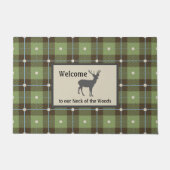 Grüne Karierte Hirschhütte Fußmatte (Vorderseite)