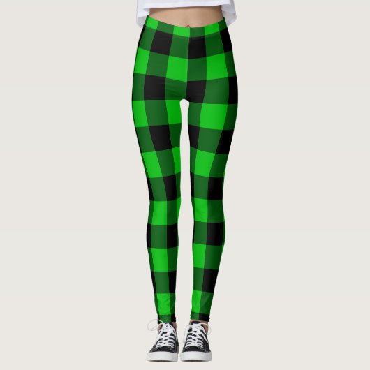 Grüne Karierte Leggings (Vorderseite)