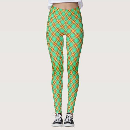 Grüne Karierte Leggings (Vorderseite)