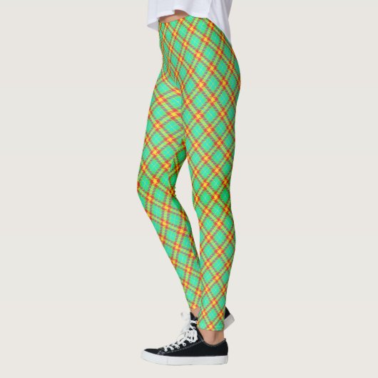Grüne Karierte Leggings (Links)