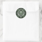 Grüne Karierte Monogramm Erstweihnachtsfeier Runder Aufkleber (Tasche)
