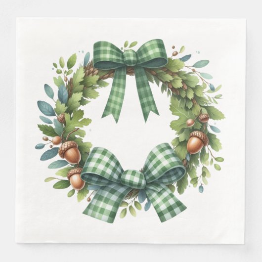 GRÜNE KARIERTE PATTERFALL-AUTUMN-THEMEN SERVIETTE (Vorderseite)