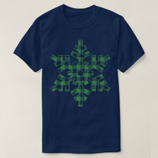 Grüne Karierte Schneeflocke T-Shirt (Design vorne)