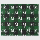 Grüne Karierte und Schneeflocken Monogram, erste W Geschenkpapier (Flach)