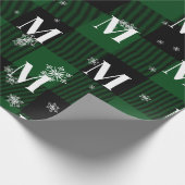 Grüne Karierte und Schneeflocken Monogram, erste W Geschenkpapier (Ecke)