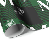 Grüne Karierte und Schneeflocken Monogram, erste W Geschenkpapier (Rolleneckpunkt)