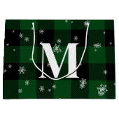 Grüne Karierte und Schneeflocken Monogram, erste W Große Geschenktüte (Vorderseite)