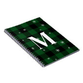 Grüne Karierte und Schneeflocken Monogram, erste W Notizblock (Rechte Seite)