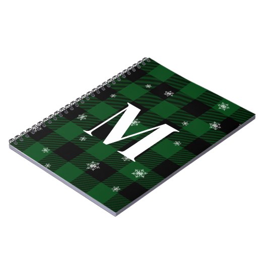 Grüne Karierte und Schneeflocken Monogram, erste W Notizblock (Linke Seite)