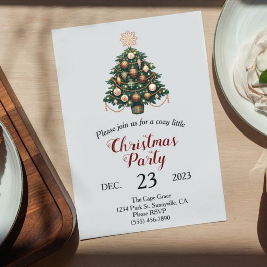 Grüne Karierte Weihnachts-Einladung Hygge Skandina Einladung