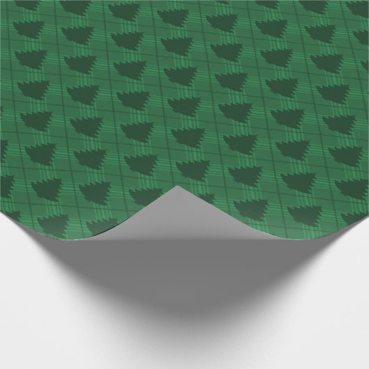 Grüne karierte Weihnachtsbaum-Geschenk-Verpackung Geschenkpapier (Ecke)