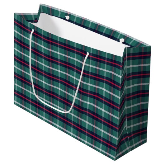 Grüne Karo-Geschenktasche Große Geschenktüte (Vorderseite Schrägansicht)