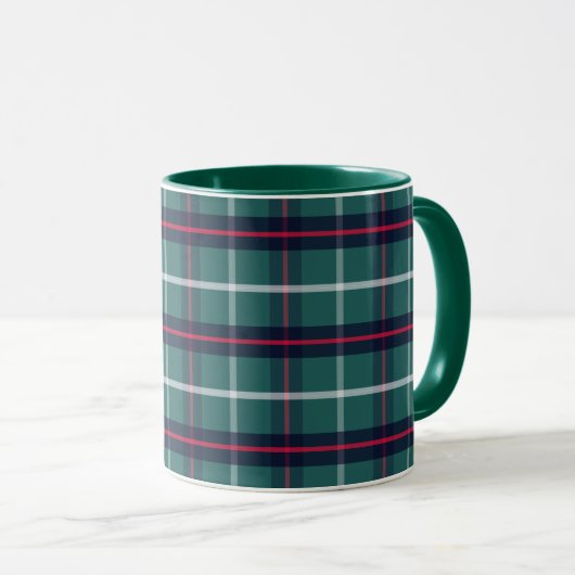 Grüne Karo-Kaffeetasse Tasse (VorderseiteRechts)