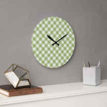 Grüne Karo-Muster-Wanduhr
