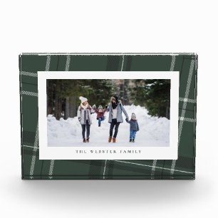 Grüne Karo-Rahmen-Familie Fotoblock