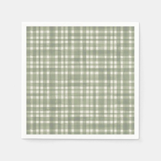 Grüne Karo-Wasserfarbe Gingham-Partyplatte Serviette (Vorderseite)