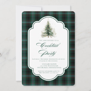 Grüne Karo-Weihnachts-Cocktailparty Einladung