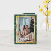 Grüne Karo-Weihnachtskarte, gefaltete Feiertags- Karte (Gelbe Blume)