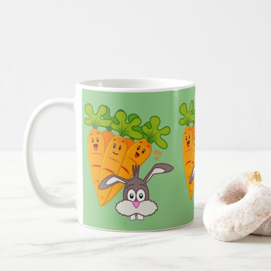 Grüne Karotten Kaninchen Tasse (Mit Donut)