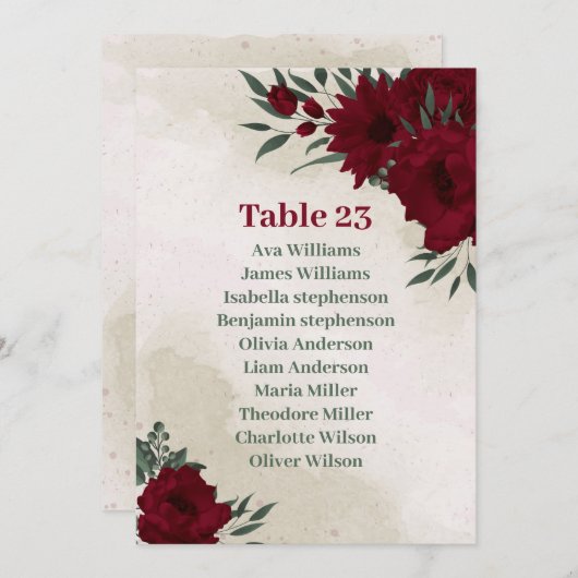 Grüne Karte für Burgund-Blume (Vorne/Hinten)