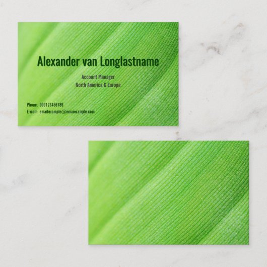 Grüne Karte mit Bananenblatt (Vorne/Hinten)