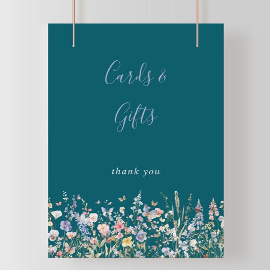 Grüne Karten für mehrfarbige Wildblume - Zeichen Poster