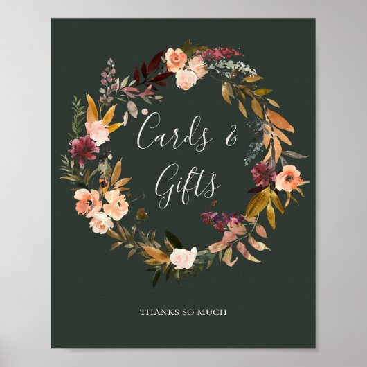 Grüne Karten und Geschenke für Burgund Orange Poster (Vorne)