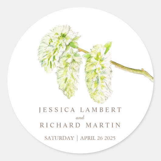 Grüne Katkins Frühling Blume Hochzeitsticker Runder Aufkleber (Vorderseite)
