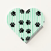 Grüne Kätzchen & Pfoten Herzform Notebook Notizblock (Rückseite)