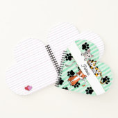 Grüne Kätzchen & Pfoten Herzform Notebook Notizblock (Innenseite)