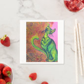 grüne Katze auf rosa Serviette (Beispiel)