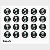 Grüne Katze Klassischer Rund Sticker (Blatt)