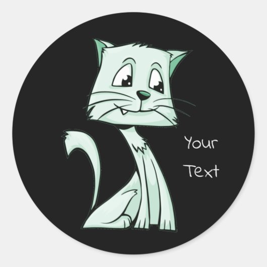 Grüne Katze Klassischer Rund Sticker (Vorderseite)
