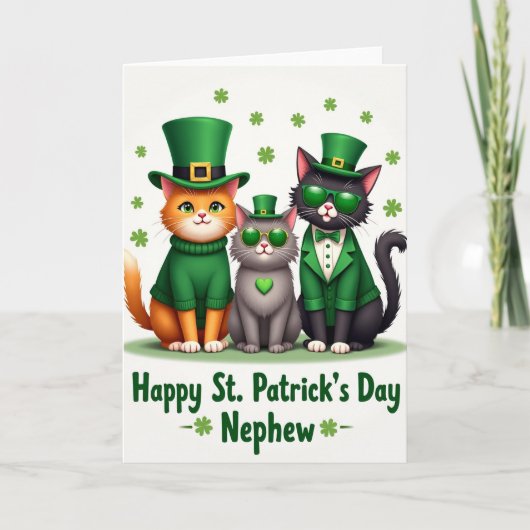 Grüne Katze Muster St. Patricks Karte (Vorderseite)
