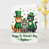 Grüne Katze Muster St. Patricks Karte (Gelbe Blume)