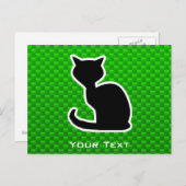 Grüne Katze Postkarte (Vorne/Hinten)