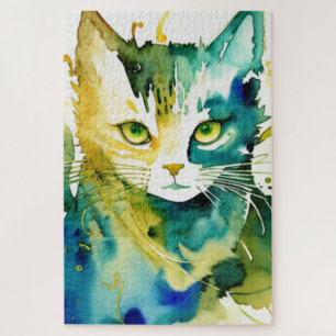 Grüne Katze Puzzle