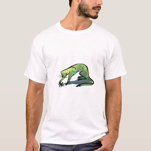 Grüne Katze u. Maus T-Shirt (Vorderseite)