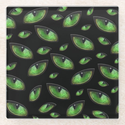 Grüne Katzen Augen, Glasuntersetzer (Vorderseite)
