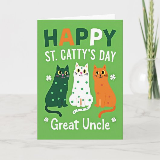 Grüne Katzen mit Tupfen Karte (Vorderseite)