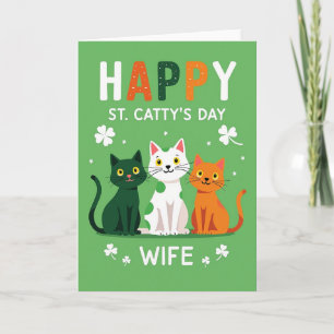 Grüne Katzen Muster Ehefrau Karte
