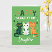 Grüne Katzen Muster Tochter Karte (Gelbe Blume)