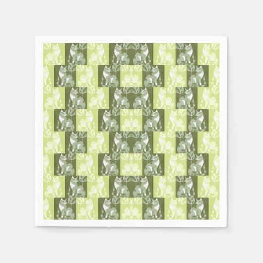 Grüne Katzen Serviette (Vorderseite)