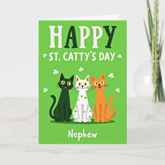 Grüne Katzen Shamrocks Happy Card Karte (Vorderseite)
