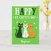 Grüne Katzen Shamrocks Happy Card Karte (Gelbe Blume)