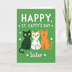 Grüne Katzen Shamrocks Schwesterkarte Karte